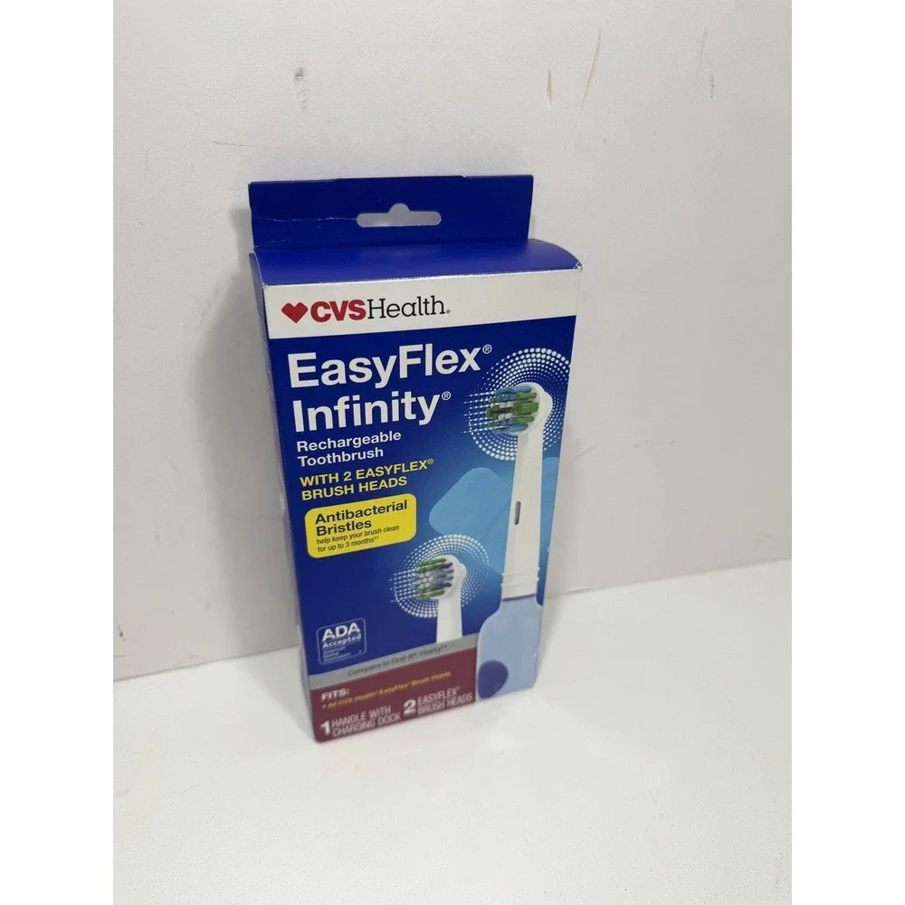 CVS Easy Flex Infinity Rechargeable‎ Toothbrush With 2 EasyFlex Brush Heads New